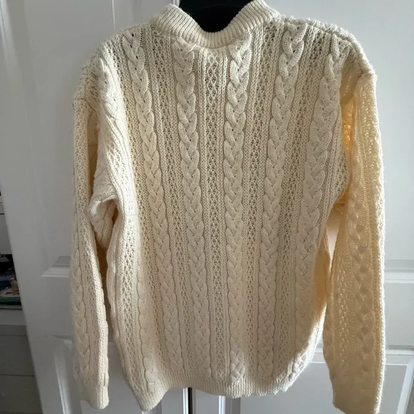 VTG Together! Sweater med Cream Embroidered Teddy Bear Wool Cable Knit 90s - Picture 5 of 5